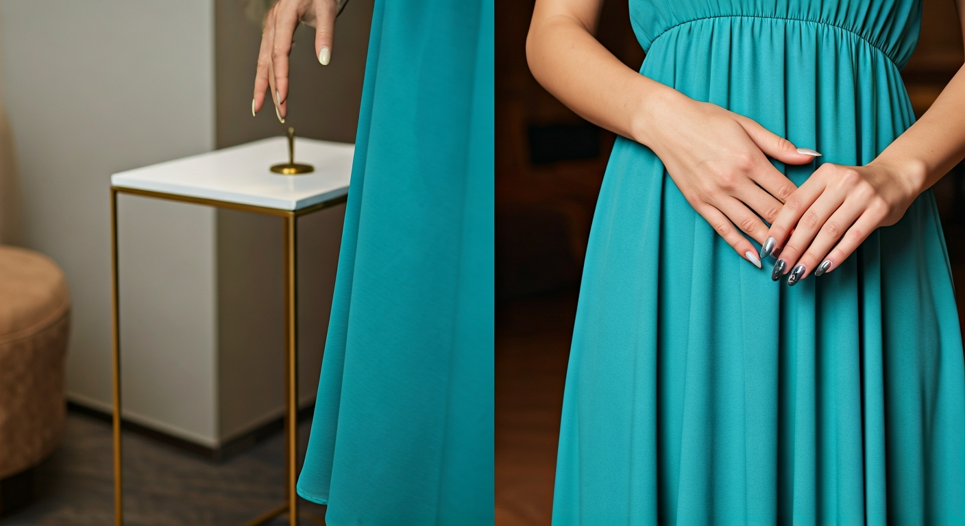 Paznokcie do turkusowej sukienki - na jakie kolory warto postawić? Idealnie połączenia kolorystyczne 2
